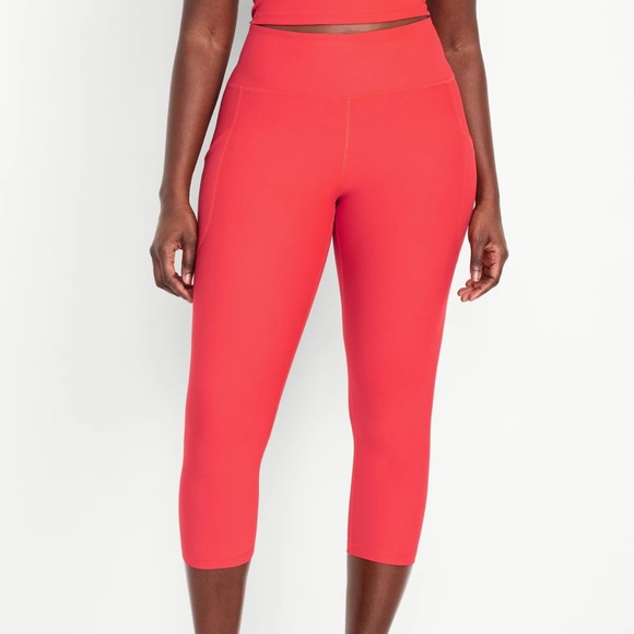 NWT OLD NAVY High-Waisted PowerSoft Crop Legging: Cherry Tomato Size Medium - Picture 5 of 7
